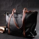 Женская кожаная сумка Vintage черная 33×25×12 см большая для документов А4 деловая 56055 - изображение 8