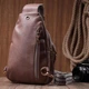 Жіноча сумка-слінг Vintage 17х27х6,5 см коричнева з екошкіри з отвором для навушників 60732 - зображення 11