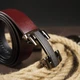 Мужской ремень кожаный с пряжкой уголки Vintage Коричневый 3180-84883 - изображение 6