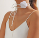 Чокер на шею цветок с розой Fashion Jewelry на шнурке украшение на шею белый 6681 (DNN) - изображение 1