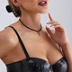 Намисто-чокер на шию з підвіскою-хрестиком з біжутерного сплаву, Чорний - зображення 4