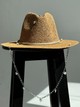 Шляпа Федора женская D.Hats из рафия с цепью серебро с сердцами коричневая - изображение 6