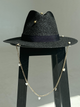 Шляпа Федора женская D.Hats из рафия с цепью золото с сердцами черная - изображение 1