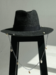 Шляпа Федора женская D.Hats из рафия с цепью серебро с ракушками черная - изображение 1