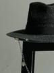 Шляпа Федора женская D.Hats из рафия с цепью серебро с ракушками черная - изображение 2