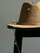 Шляпа Федора женская D.Hats из рафия с цепью золото с сердцами коричневая - изображение 3