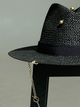 Шляпа Федора женская D.Hats из рафия с цепью золото с кольцами черная - изображение 4