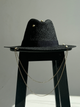 Шляпа Федора женская D.Hats из рафия с двойной цепью золото черная - изображение 1