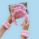 Мягкий косметический обруч для умывания + напульсники, розовый - изображение 3