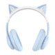 Беспроводные накладные блютуз наушники XO BE38 Cats Ear Colourful Lights с кошачьими ушками голубые - изображение 2