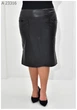Женская юбка-карандаш из экокожи на флисе с карманами UF-Fashion МА- 23316 50 черный - изображение 2