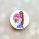 Тримач для смартфона / планшета попсокет Popsocket Білий :: Дівчина з півоніями (принт 11) - зображення 1