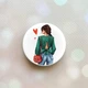 Держатель для смартфона / планшета попсокет Popsocket Белый :: Девушка в зеленом (принт 224) - изображение 1