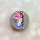 Держатель для смартфона / планшета попсокет Popsocket Серый :: Девушка с пионами (принт 11) - изображение 1