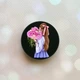 Тримач для смартфона / планшета попсокет Popsocket Чорний :: Дівчина з півоніями (принт 11) - зображення 1