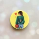 Держатель для смартфона / планшета попсокет Popsocket Желтый :: Девушка в зеленом (принт 224) - изображение 1