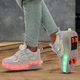 Роликовые кроссовки с подсветкой LED на четырех колесах SP-Sport Бабочка OB-3413 размер 35 фиолетовый - изображение 2