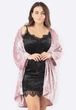 Нічна велюрова сорочка з халатом Ghazel (комплект пеньюар+халат) 42 рожевий_чорний (17111-67) - зображення 1
