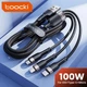 Кабель 100W Toocki 6A 3 в 1 кабель USB- А - USB-Type-C/MicroUSB/Lightning 1.2m Gray - изображение 1