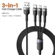 Кабель 100W Toocki 6A 3 в 1 кабель USB- А - USB-Type-C/MicroUSB/Lightning 1.2m Gray - изображение 2