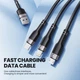 Кабель 100W Toocki 6A 3 в 1 кабель USB- А - USB-Type-C/MicroUSB/Lightning 1.2m Gray - изображение 3