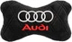 Подушка на подголовник EVAtech 27 х 16 см Audi Черная с черной нитью (SPALHRBBV003) - изображение 1