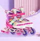Роликовые коньки раздвижные Inline Skates PU свет размер 29-33 стелька 18-20,5 см с шлемом и защитой Pink (3746347574) - изображение 7