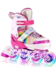 Роликовые коньки раздвижные Inline Skates PU свет размер 29-33 стелька 18-20,5 см с шлемом и защитой Pink (3746347574) - изображение 10
