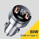 Автомобільний зарядний пристрій у прикурювач ESSAGER (80 Вт, два порти USB + Type-C) Quick Charge - зображення 2