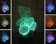 Настольный 3D светильник Мишка с сердцем акриловый с пультом управления 16 цветов подсветки - изображение 3