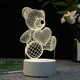 Настольный 3D светильник Мишка с сердцем акриловый с пультом управления 16 цветов подсветки - изображение 4