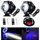 Фари прожектори для мотоцикла U7 LED 12В 3000лм Angel Eyes сині з кнопкою (359921) - зображення 2