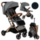 Прогулянкова коляска MoMi Estelle Grey gold дитяча коляска візок коляска для прогулянок легка компактна маневрена з регулюванням спинки та капюшоном до 15 кг зручна модель коляски з ручкою для транспортування - зображення 1