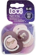 Пустышка силиконовая динамическая 6-18 месяцев "Night&Day Girl", 2 шт. - Lovi (1297589-31338952) - изображение 1