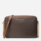 Женская сумка Michal Kors Jet Set Large Printed Logo Crossbody Bag (коричневая) - изображение 3