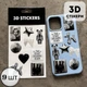 Объёмные 3D наклейки "Silver edition" Набор 9 стикеров для декора телефона, ноутбука, блокнота SB-45 - изображение 1