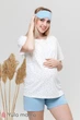 Піжама для вагітних та годуючих мам oversize футболка та шорти Janice розмір L Юла Мама Білий+Блакитний - зображення 1