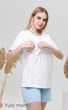 Піжама для вагітних та годуючих мам oversize футболка та шорти Janice розмір L Юла Мама Білий+Блакитний - зображення 2