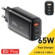 Зарядное устройство Essager GaN 65w быстрая зарядка для смартфонов и ноутбуков QC4.0 PD3.0 USB + 2x Type-C Черный - изображение 3