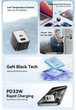 33W швидка зарядка. Зарядний пристрій, PD QC3.0 2USB для Samsung type-C, Iphone, Apple, Xiaomi та ін. Essager чорний.. - зображення 6