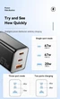 65w-67w швидка зарядка. Зарядний пристрій, 2xUSB PD type-C + USB-A Essager GaN - зображення 3