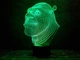 3D ночник "Шрек" (УВЕЛИЧЕННОЕ ИЗОБРАЖЕНИЕ) + пульт ДУ + сетевой адаптер + батарейки (3ААА) 3DTOYSLAMP 3222285 - изображение 2