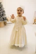 Ошатне плаття для дівчинки + пов'язка на голову Family Tradition з велюру з вишивкою 80 см айворі Зернятко - зображення 1