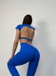 Спортивный костюм «Brazilian» (топ-футболка с чашками и леггинсы с пуш-ап эффектом), синего цвета, размер M - изображение 7