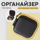 Захисний чохол - органайзер для навушників, квадратна сумка на блискавці для зберігання гарнітури / кабелів, 7.5x7.5x3 см, жовто-чорний (99331309) - зображення 1