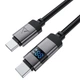 Кабель ACEFAST C15-03 Type-C to Type-C zinc alloy digital display braided charging data cable Black (6974316283720) - зображення 3