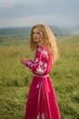 Лляна сукня-вишиванка Весна для випускного MOTYV S Малинова - изображение 4