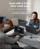 Зарядний пристрій Anker 140W USB-C Charger, 4 порти швидкої зарядки з технологією GAN, кольоровий дисплей - Silver (американська вилка) - зображення 3