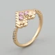 Кольцо с кристаллами Swarovski Сердце 48908 ширина 10 мм цвет розовый позолота 18К - изображение 2