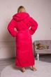 Довгий махровий жіночий халат з капюшоном Малиновий 4XL - зображення 3